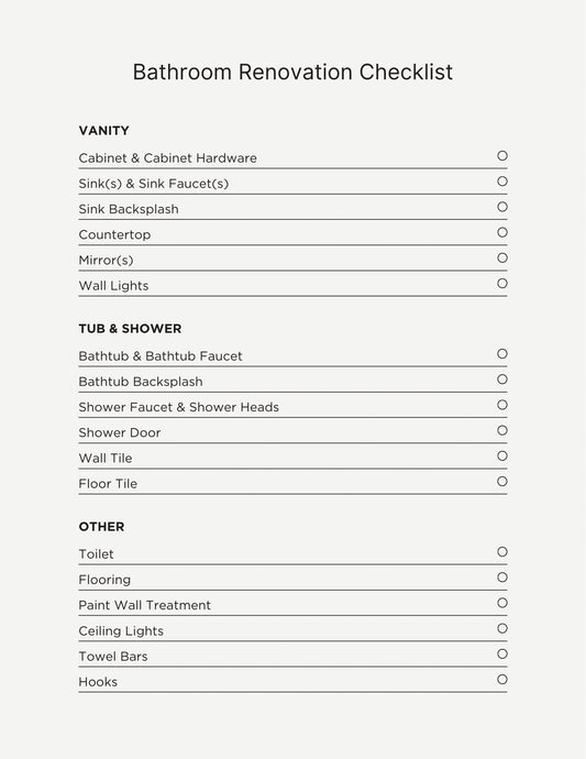 Bathroom Renovation Checklist